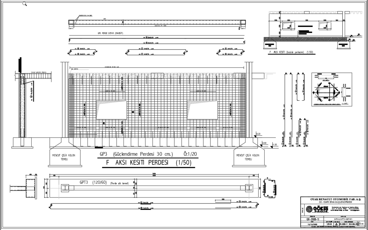 Şekil 2 - D2 Binası - Güçlendirme Plan ve Kesitleri